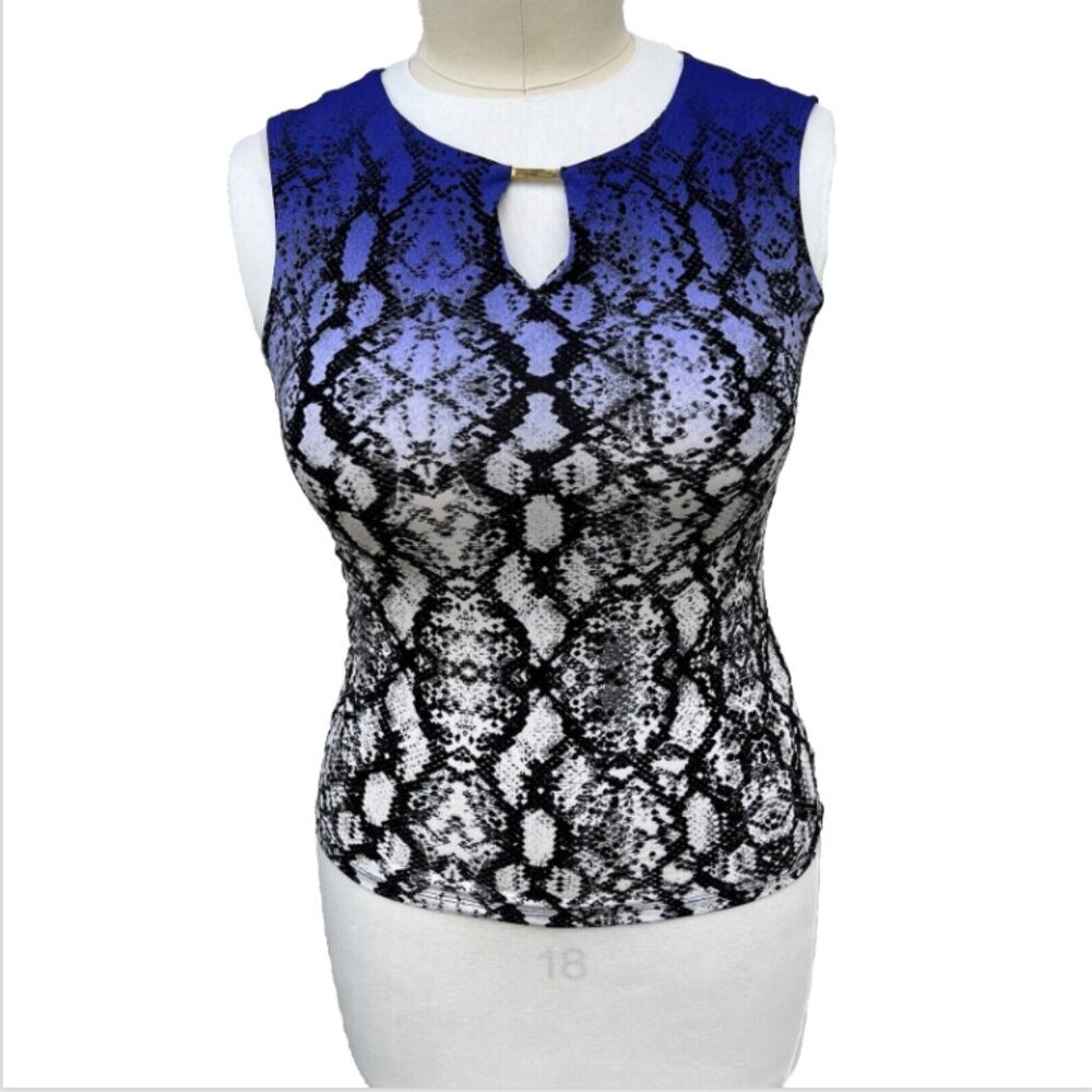 Calvin Klein - Purple Black and White Snake Print Keyhole Tank Top M/L - Picture 2 of 14